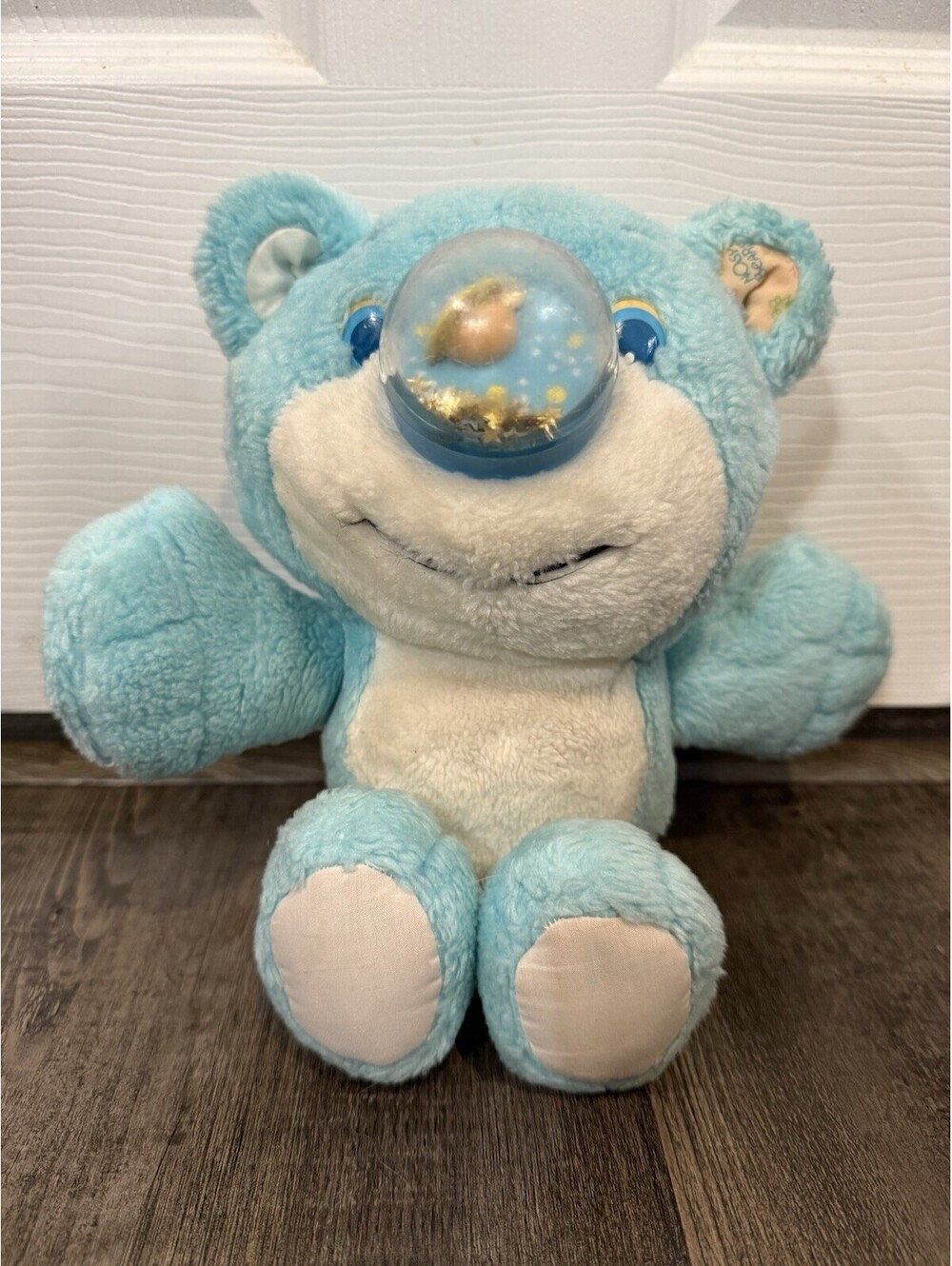 1987 Playskool Blue NOSY BEAR Twinkle Stars Plush Stuffed Animal Nose Works